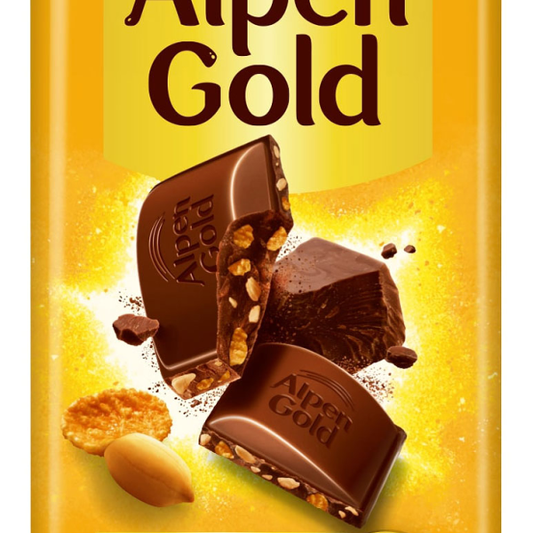 Шоколад Alpen Gold молочный с арахисом и кукурузными хлопьями