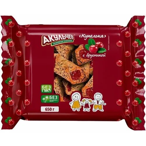 

Печенье Акульчев Купелька с брусникой 650 г