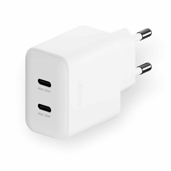 Сетевое зарядное устройство uBear Motion 2xUSB-C, 45 Вт, белый