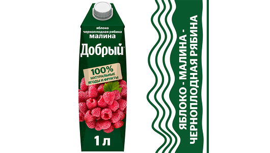 Нектар Добрый яблоко, малина и черноплодная рябина 1л