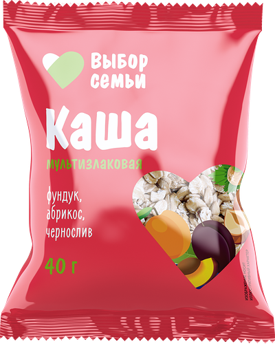 Каша мультизлаковая Выбор Семьи Фундук, абрикос и чернослив, 40 г