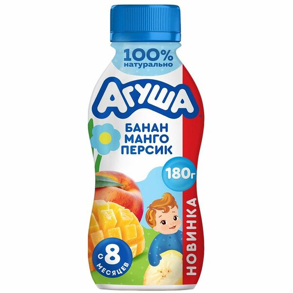 Йогурт Агуша банан-манго-персик 2.7% с 8 месяцев