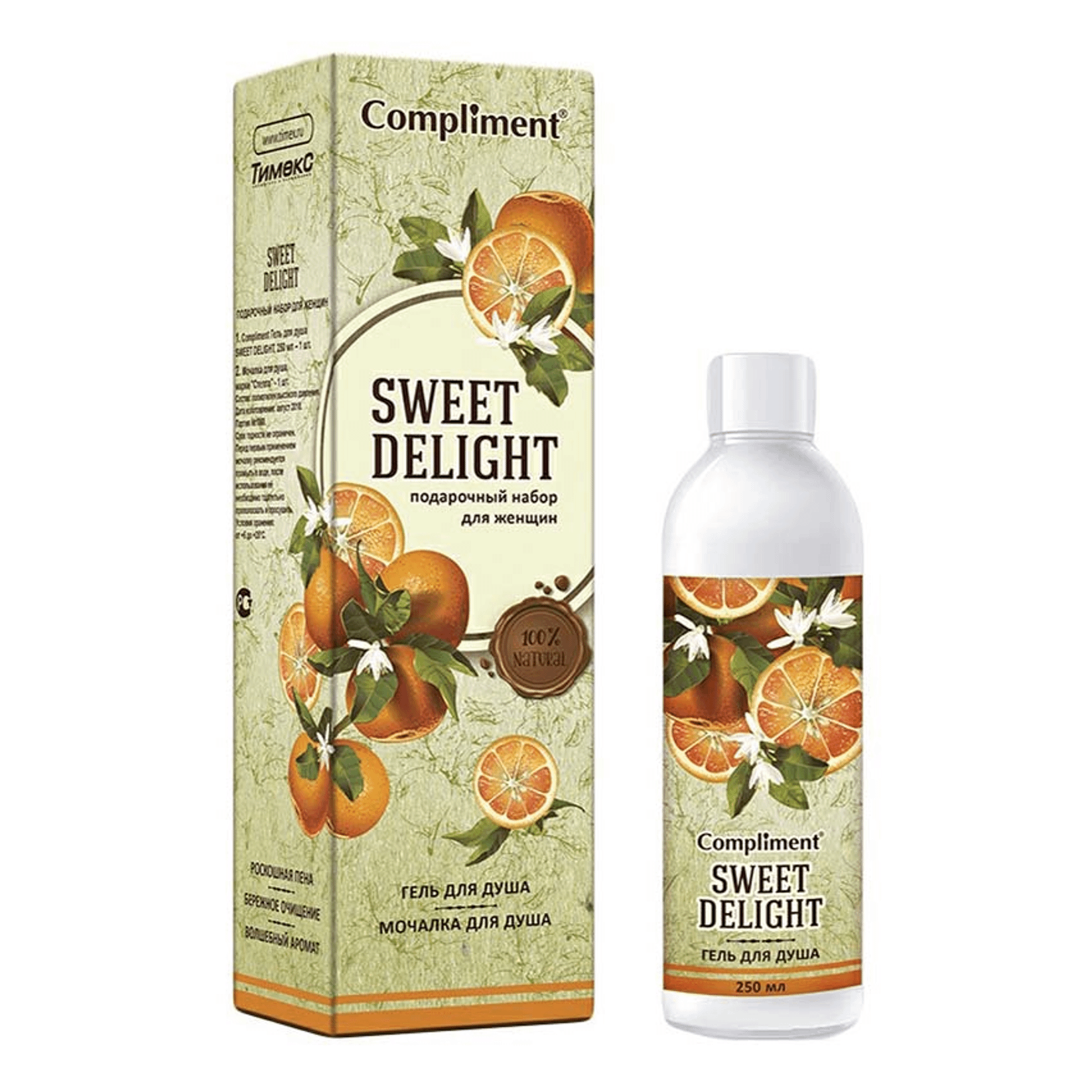 

Набор средств для тела Compliment Sweet Delight для женщин №1360 Гель для душа, 250 мл+мочалка