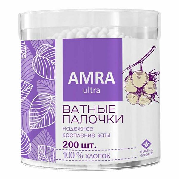 Ватные палочки Amra 200 шт 