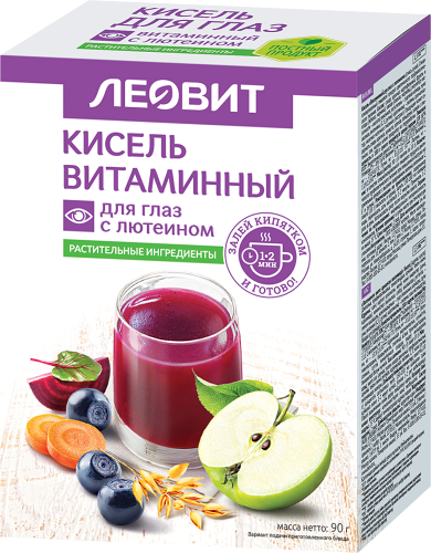 Кисель витаминный Леовит для глаз с лютеином со злаками, 5х18 г