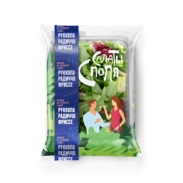 Салатная смесь Салаты с поля Руккола, радиччо, фриссе 75г