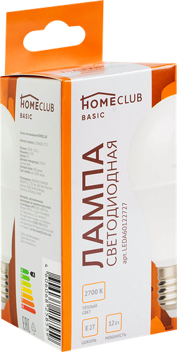 Лампа светодиодная Homeclub A60 E27 12Вт 2700К