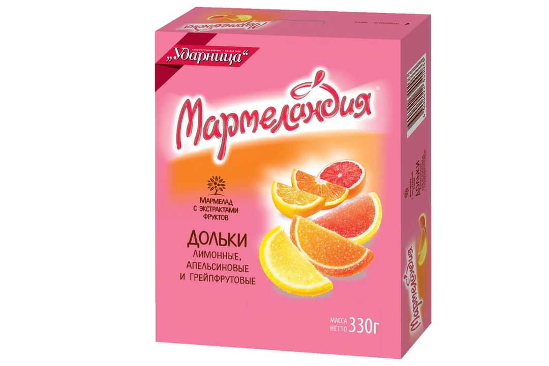 

Мармелад Мармеландия лимонные, апельсиновые и грейпфрутовые дольки 330 г