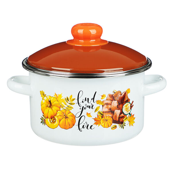 Осенняя романтика кастрюля эмалированная 2 л