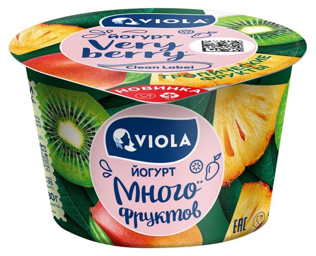 

Йогурт Viola Very Berry с тропическими фруктами 2.6% 180 г