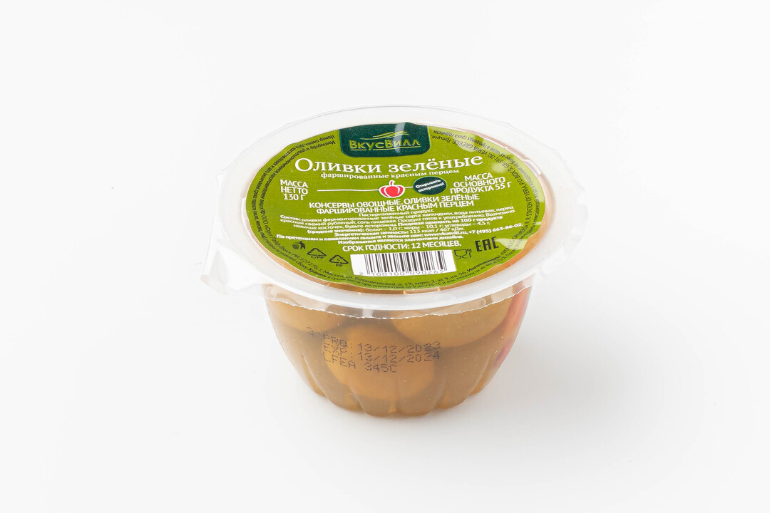 

Оливки зеленые с красным перцем