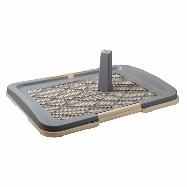 Туалет для собак со столбиком, большой серый, 63х48х6см