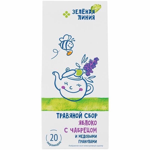 Сбор травяной яблоко с чабрецом и медовыми гранулами Зелёная Линия, 20х1.5г