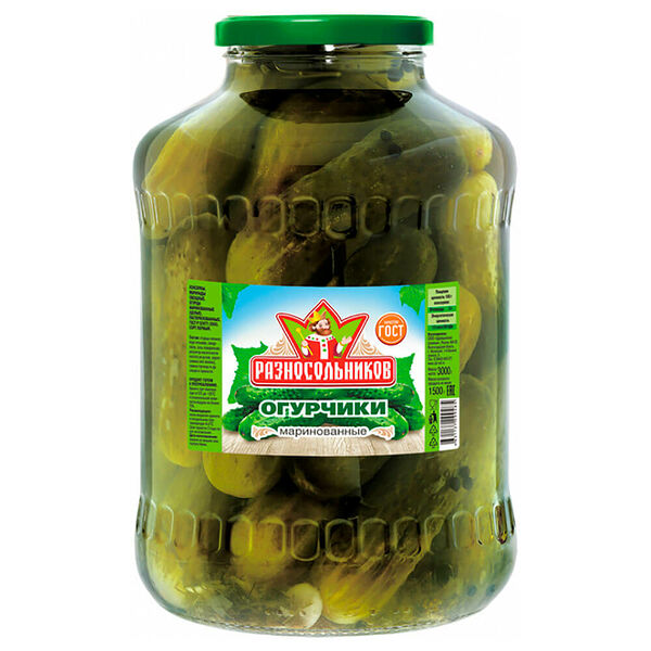 Огурцы Разносольников 3000 мл консервированные ст/б