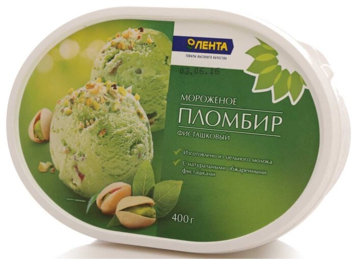 

Мороженое Лента пломбир фисташковое, 400 г