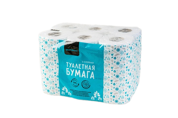  Бумага туалетная ВкусВилл 12 рулонов 2 слоя