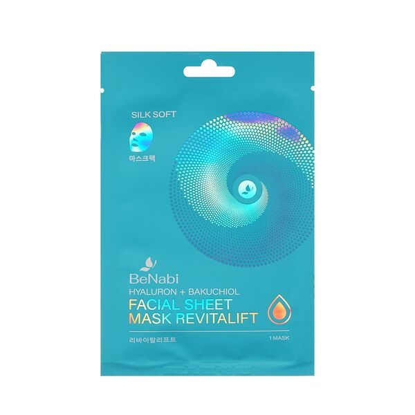 Маска для лица с гиалуроном, плацентой и бакучиолом Benabi Facial Sheet Mask Revitalift 23г