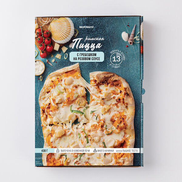 Пицца Дальрыбпром с гребешком на розовом соусе 430г, Россия