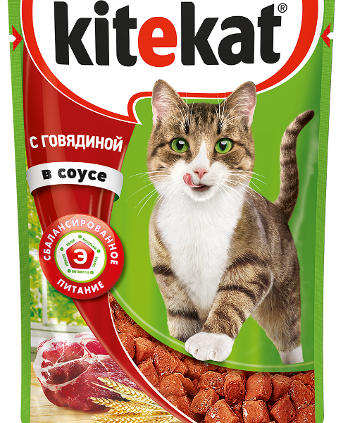 Корм для кошек Kitekat с говядиной в соусе