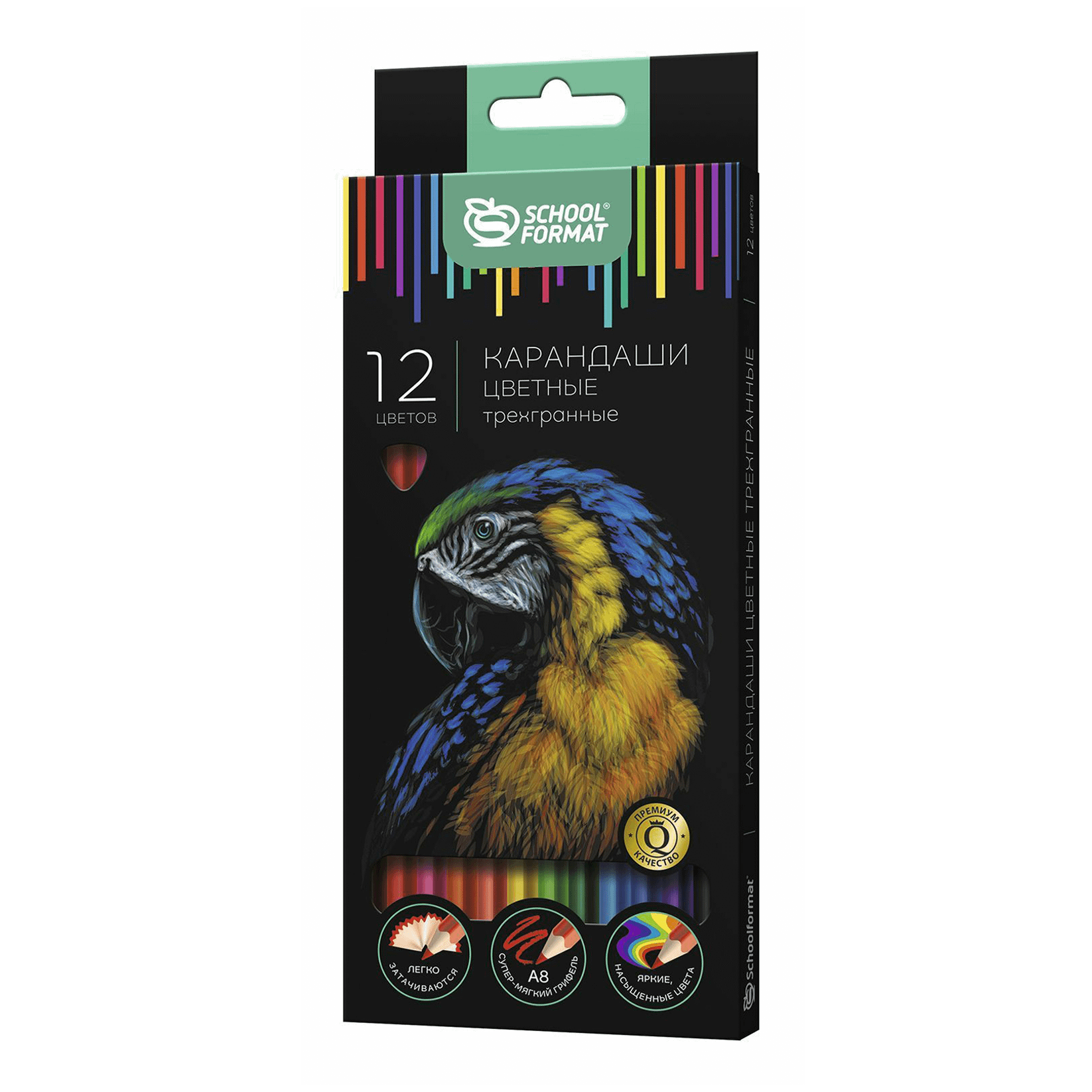 

Карандаши цветные Schoolformat Дикая планета, 12 цветов, дизайн в ассортименте