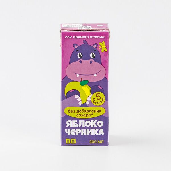 Сок детский яблоко-черника прямого отжима ВкусВилл 200 мл
