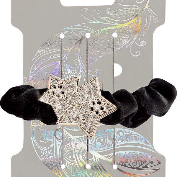 Резинка для волос B&H Звезды, черная, бархатная, Арт. W0168