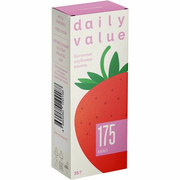 Батончик Daily Value Клубника-Ваниль Fresh низкоуглеводный десертный 35г