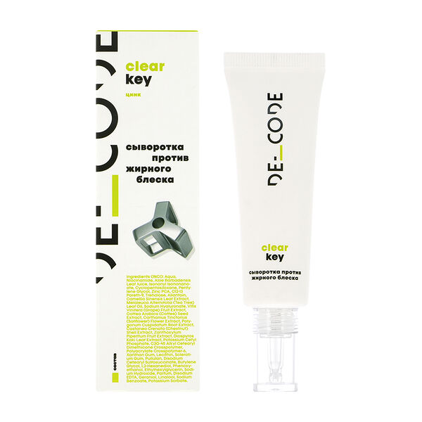 Сыворотка для лица `DE_CODE` CLEAR KEY против жирного блеска с цинком (для комбинированной и жирной кожи) 30 мл