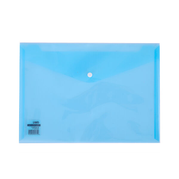 Папка конверт на кнопке А4 Deli прозр синий арт E5505