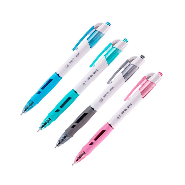 Ручка шарик/автомат Arris Deli 0,7мм пласт ассорти стерж синий арт EQ18-BL