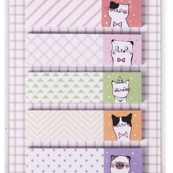 Закладки Юнландия Котики клейкие бумажные 45х12 мм 140 шт