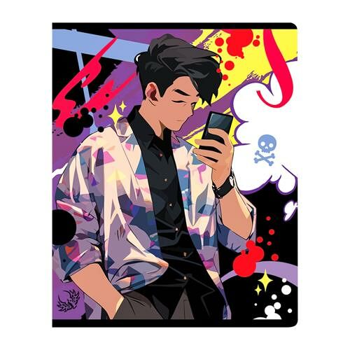 Тетрадь Рельеф-центр А5 Bg в стиле аниме клетка 96л в ассортименте