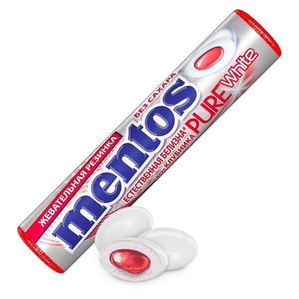 Жевательная резинка Mentos Pure White вкус Клубника, 15.5 г