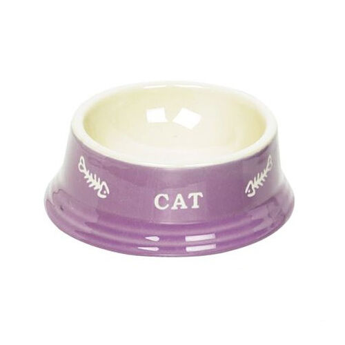 Миска 14x4,8см 0,14л керамика фиолетовая с рисунком CAT NOBBY 