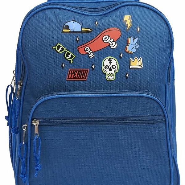 Рюкзак школьный с карманами синий, 38x17x32 см