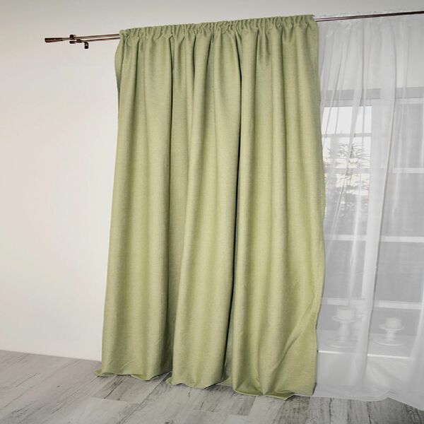 Портьера Mona Liza Бархатистый лен, 200х270 см, зеленая, на шторной ленте