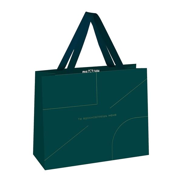 Пакет подарочный Meshu Monocolor Emerald 32х26х12 см матовая ламинация