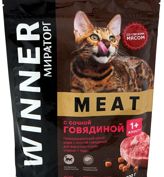 Сухой корм для кошек Winner Meat с сочной говядиной 300г