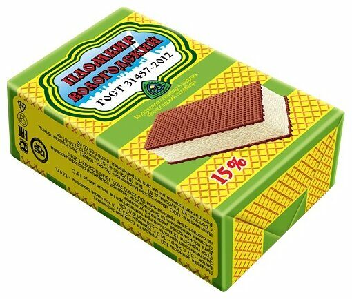 Мороженое пломбир Пломбир Вологодский в шоколадных вафлях 15%