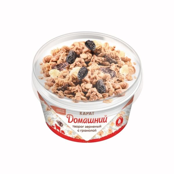 Творог зерненый Карат с гранолой лайт + бананом 4%, 150 г