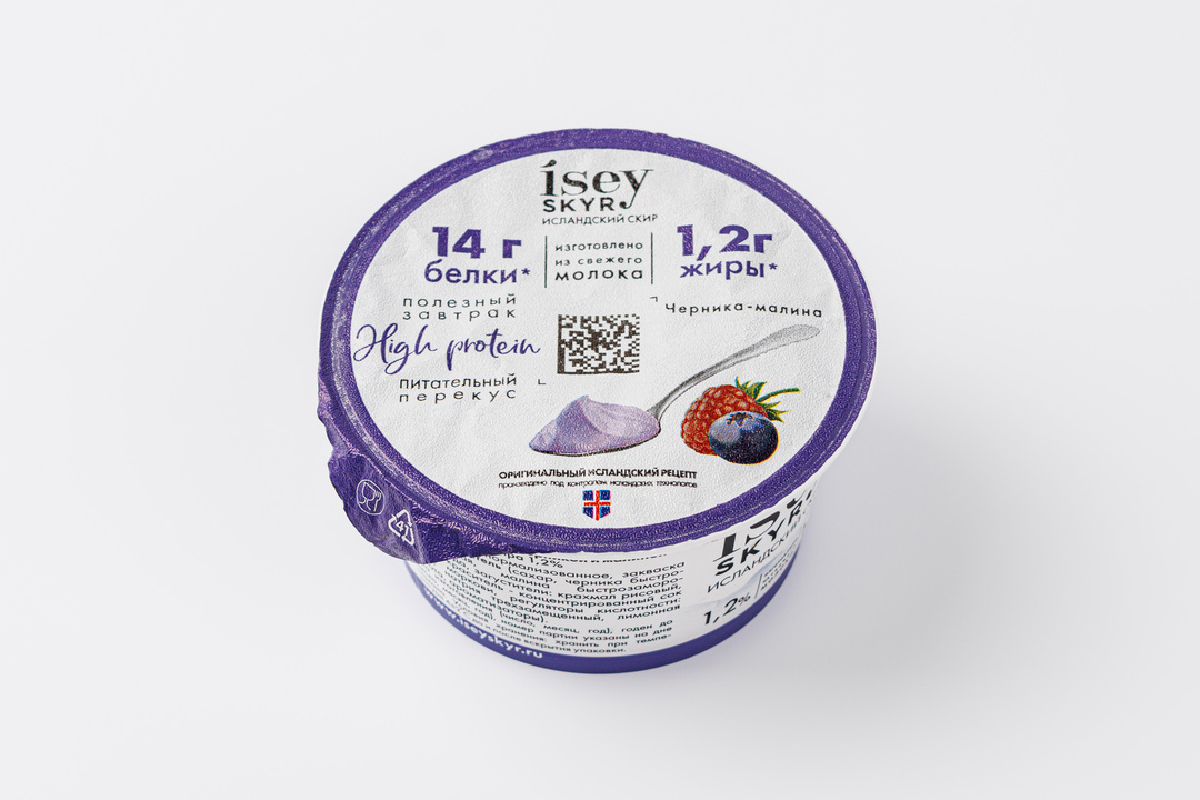 

Скир «Исландский» с черникой и малиной 1.2%, Isey SKYR, 150 г, Россия, БЗМЖ