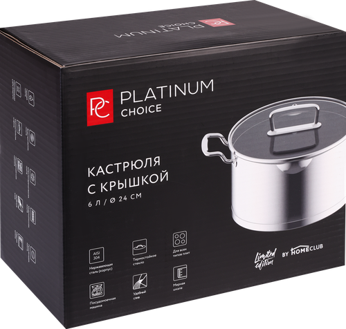

Кастрюля Platinum choice с крышкой, нержавеющая сталь, 6л, Арт. AD-KP5