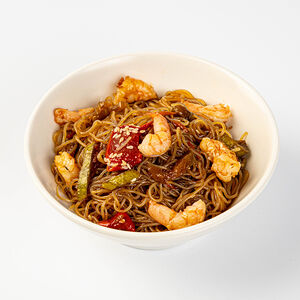 Вок фунчоза с креветками