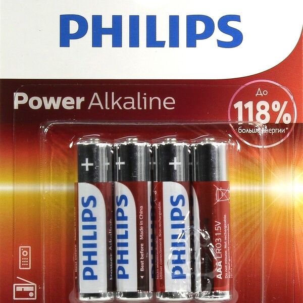 Батарейки Philips Power алкалиновые AAA-LR03 1.5 В 4 шт.