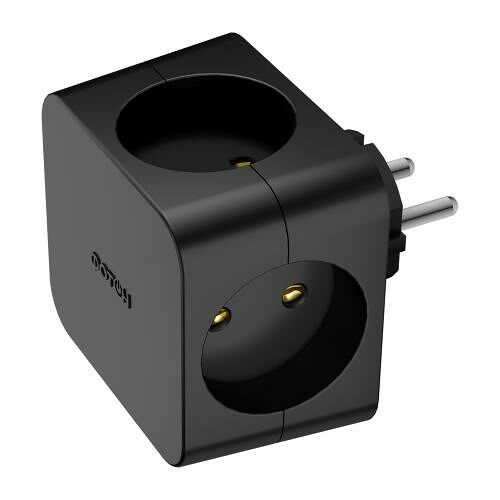 Разветвитель электрический четверник Фотон, куб, без заземления, 16 А, черный