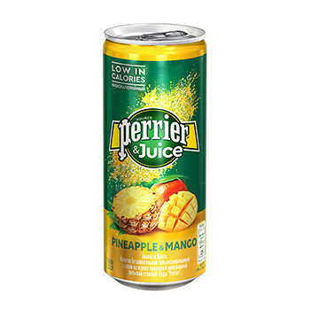 Вода минеральная Perrier сокосодержащая газированная, со вкусом ананаса и манго