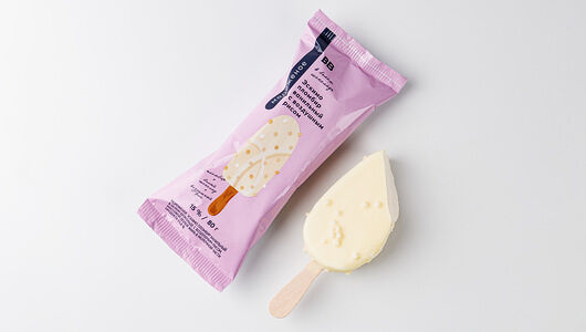 Эскимо пломбир ванильный с воздушным рисом в белом шок.(Продукт замороженный)