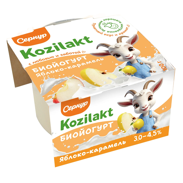 Биойогурт из козьего молока Сернур Kozilakt 3-4.5% яблоко-карамель 100 г