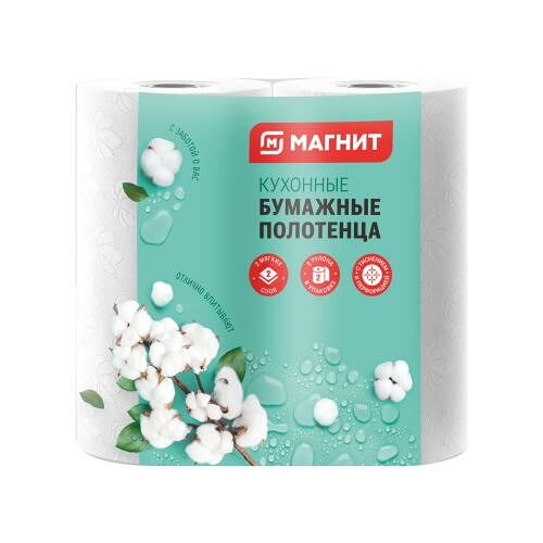 Полотенца бумажные Магнит двухслойные 2 слоя 2 рулона