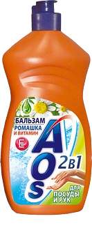 Aos средство для мытья посуды жидкое 450г бальзам Ромашка и Витамин Е